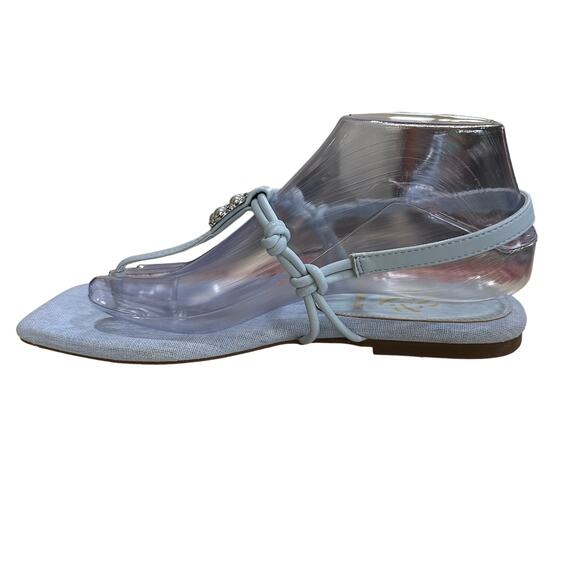 Sam and Libby light blue thongs full leather uppers text outfit bed size 8.5 - Picture 6 of 12